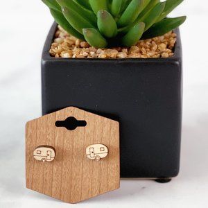 Laser cut camper stud earrings